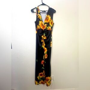CBR Black Maxi Dress with Sunflower Design